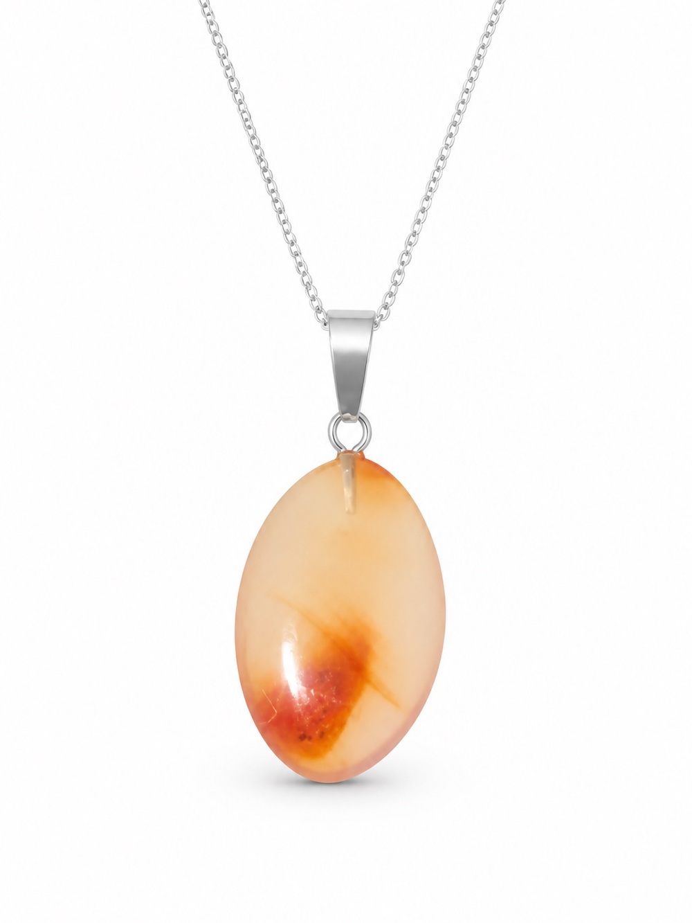Boho Carnelian Agate Sterling Silver 16” Necklace